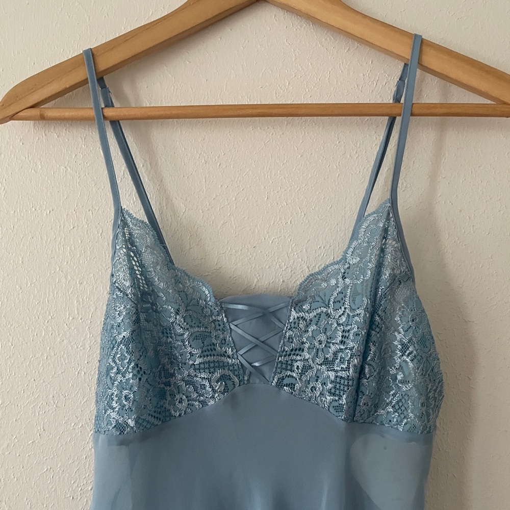 Je T'adore Babydoll Camisole Lace & Chiffon Cami Tank Top Blue - Picture 7 of 16